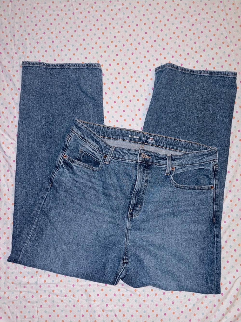 Old Navy Extra High Rise Curvy Wide Leg Jeans Dark Wash Blue Size 14